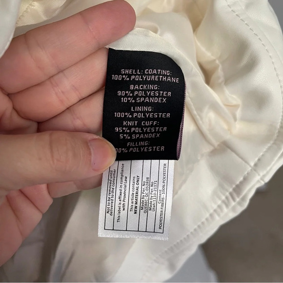 Anthropologie Avec Les Filles Faux Leather White Puff Quilted Coat - Picture 4 of 5